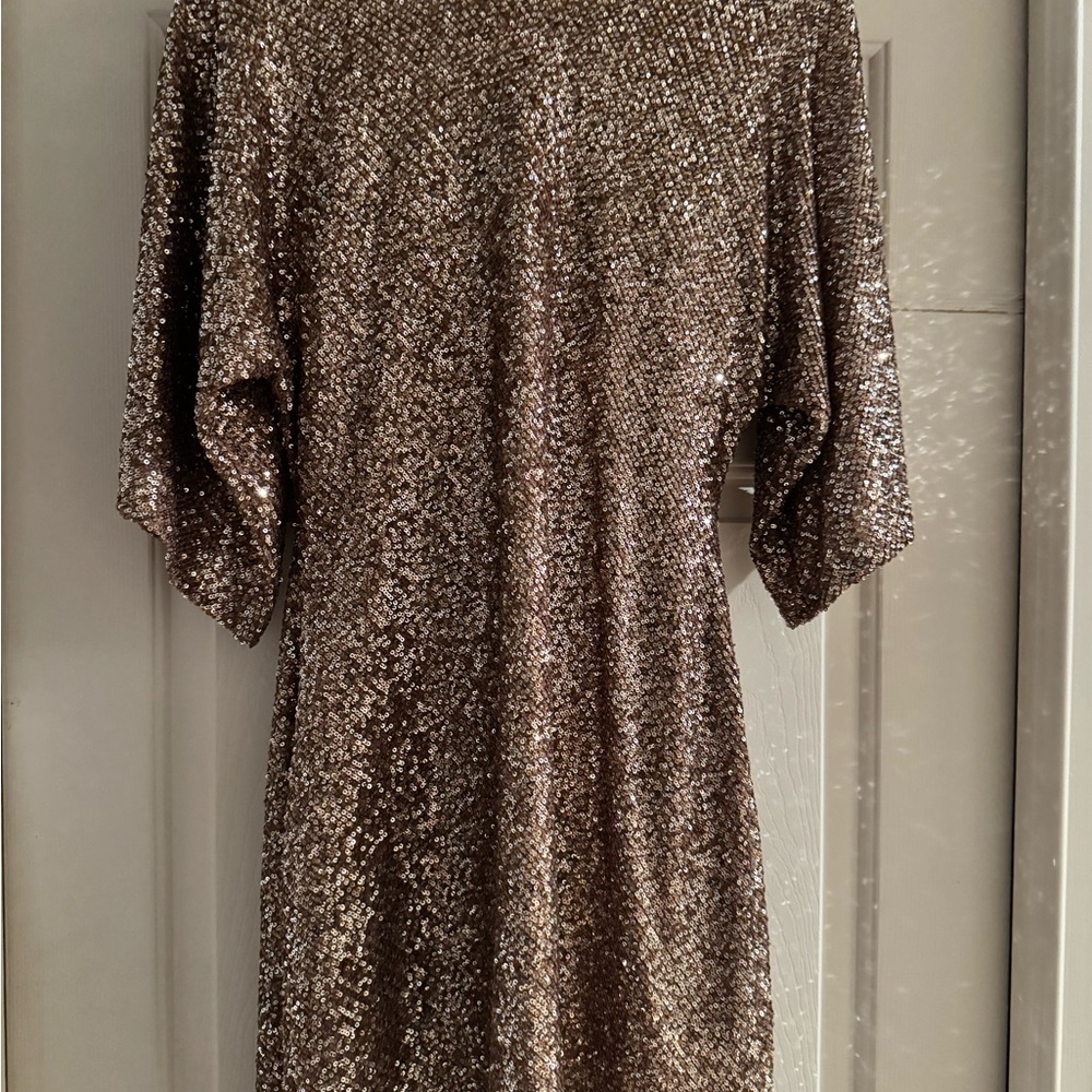 Zara Shimmering Gold Backless Sequin Mini Dress